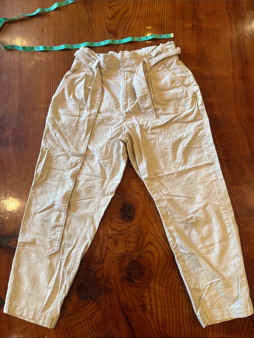 LOFT Women's Wide Leg Paperbag Waist Pants - Cream